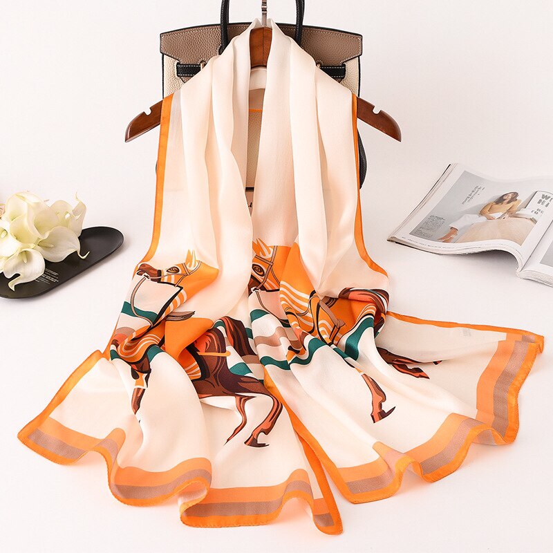 2021Brand Silk Scarf Women Luxury Real Silk Wraps For Ladies Print Shawls Foulard Femme Natural Silk Scarves: 32