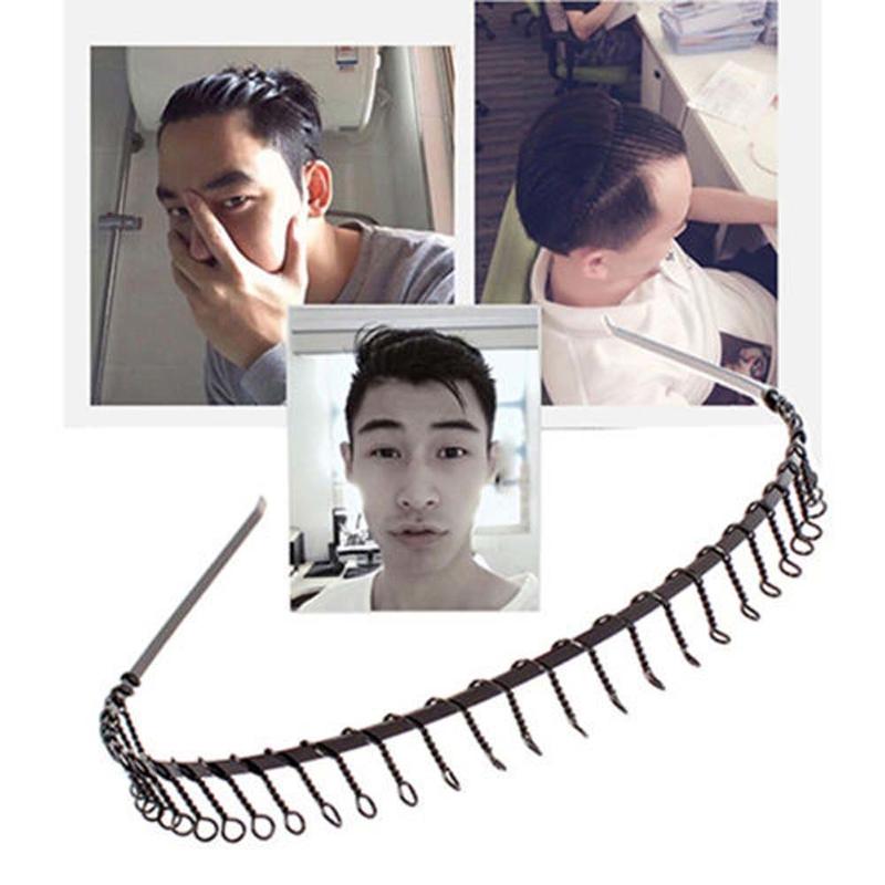 Diadema deportiva de fútbol para hombre, cinta de pelo con dientes de alambre de Metal, color negro, novedad
