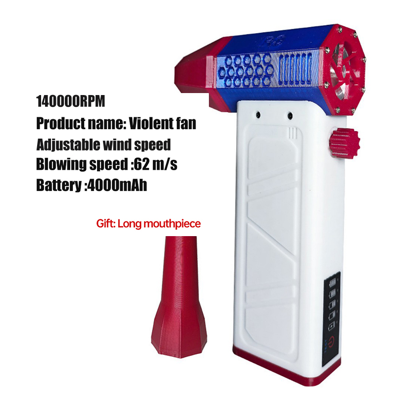 Electric Air Blower 140000RPM Powerful Snow Blower High-speed Dust Fan Mini Turbo Jet Fan Handheld Brushless Motor Car Dryer: Silver