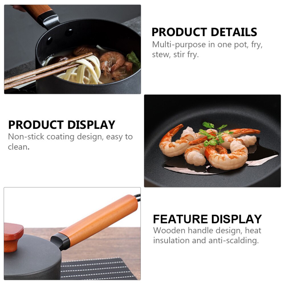 1pc Soup Pan Iron Premium Household Soup Pot Milk Pan Cooking Pan for Kitchen Restaurant