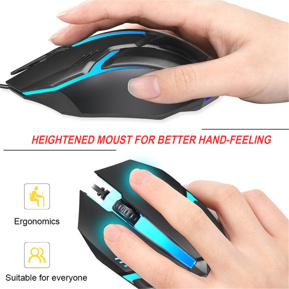 S1 Gaming Mouse 7 Colors LED Backlight Ergonomics USB Wired Gamer Mouse Flank Cable Optical Mice Gaming Mouse For Laptop Mice PC