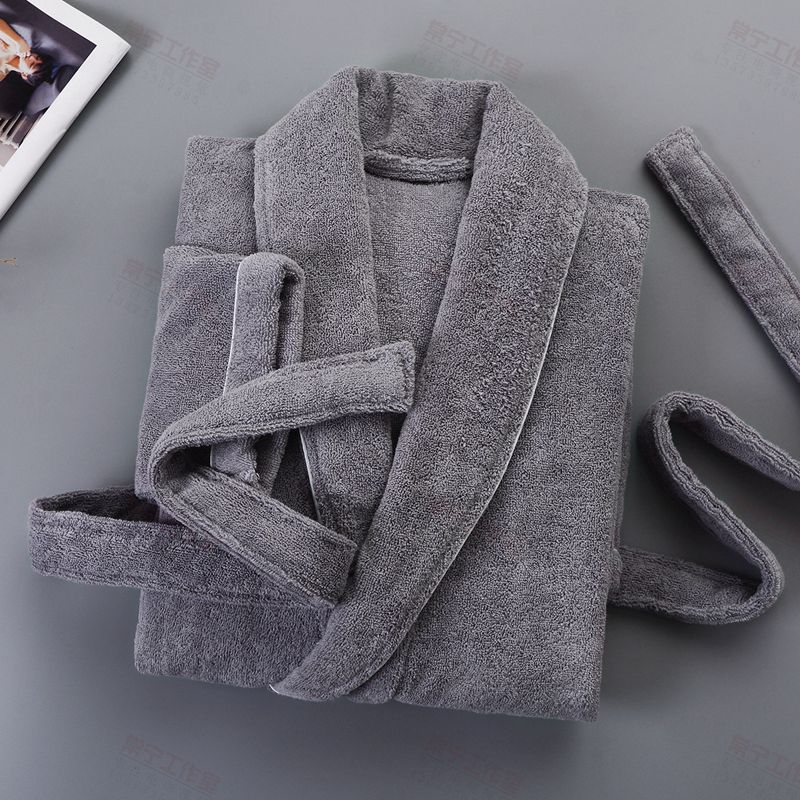 Tykkere menn badekåpe håndkle fleece vinter avslappet lange varme badekåper menn nattøy kapper jul bryllup brudepike kapper: Grå / Xxl