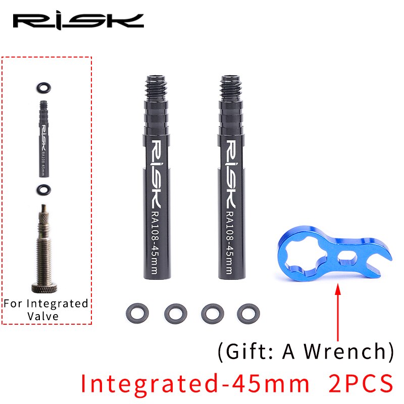 RISICO Fiets Presta Ventiel Extender Pole met 3in1 Wrench Tool 45mm/80mm Racefiets Velg ventiel Verlengstuk voor Buis Band Tubeless: Oranje