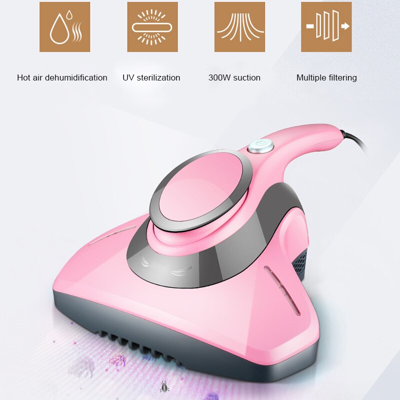 Krachtige anti-mijt anti-stof stofzuiger anti-allergie uv-lamp voor het elimineren van huisstofmijt stoffen matrassen dieptereinigingstool: Roze