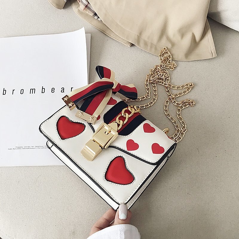 Tamanho, moda, beleza, corações, bolsas, primavera 2021, nova pequena corrente, grande cinto, bolsa de ombro slung.: white S