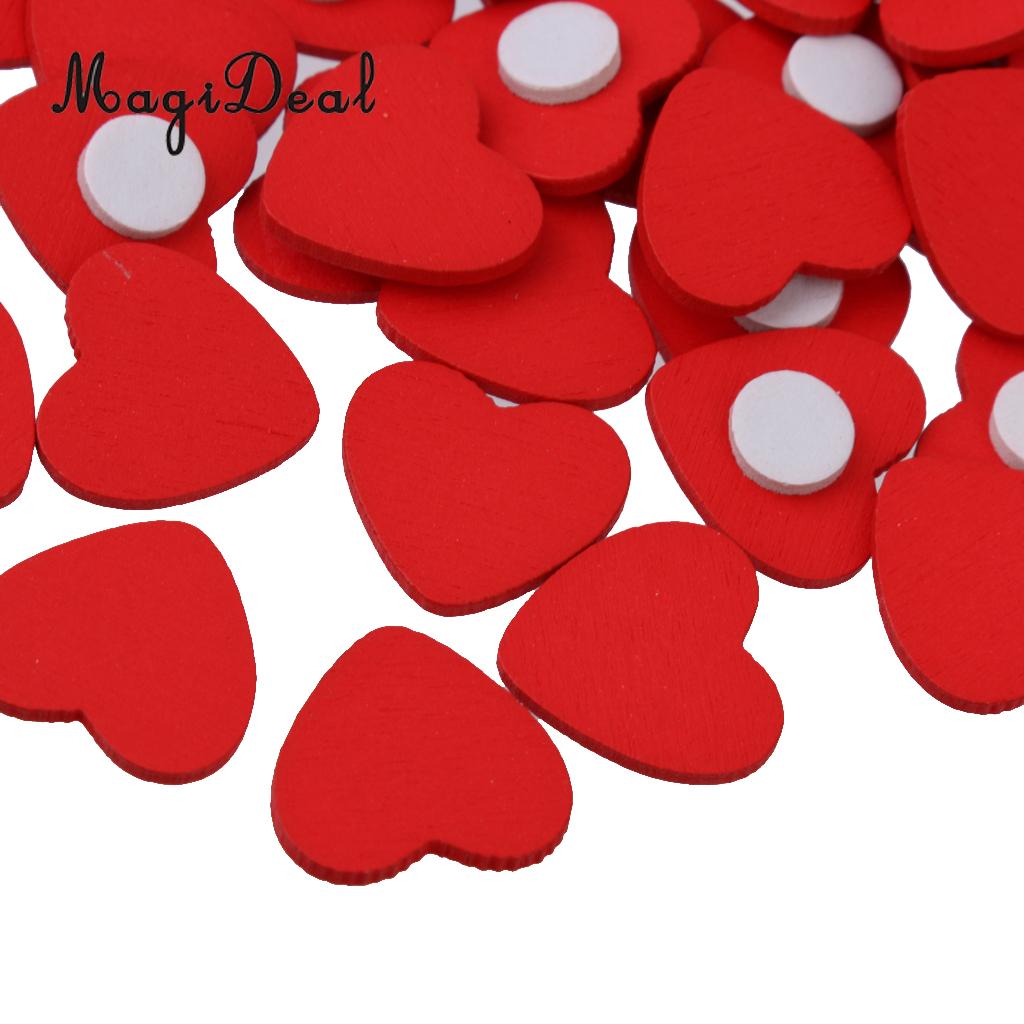 MagiDeal 100Pcs Wooden Red Heart with Tape for Scr... – Grandado