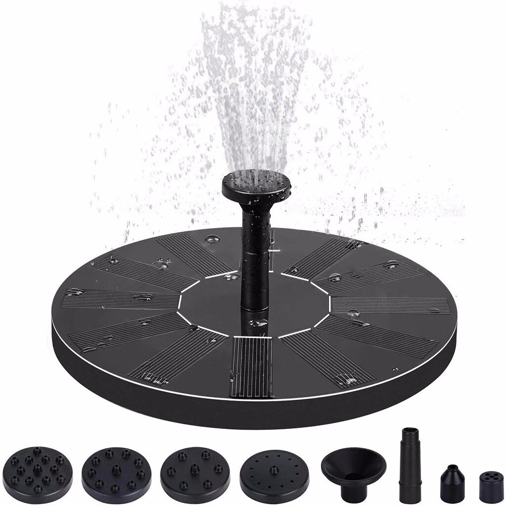 w#Solar water spray 1.4W independent floating solar bird bath water round nozzle, removable and replaceable: Default Title