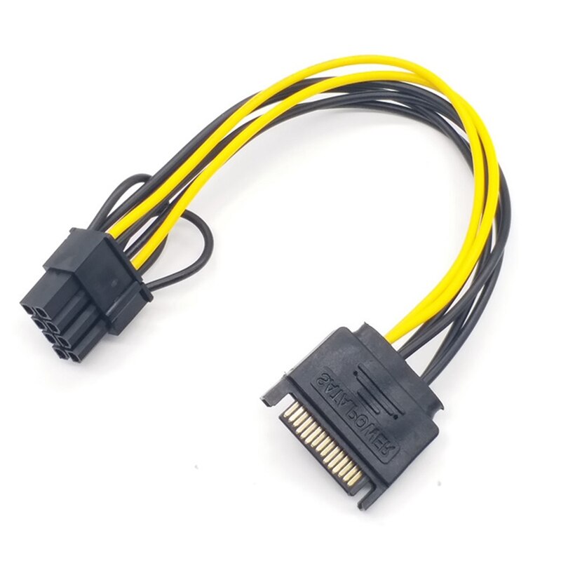 5PCS 15Pin SATA Male to 8Pin(6+2) PCI-E Power Supply Cable 20cm SATA Cable 15-Pin to 8 Pin 18AWG Wire for Graphic Card