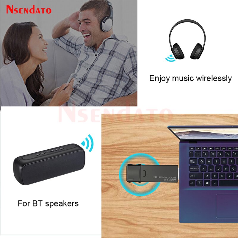 Transmisor V5.3 inalámbrico Compatible con Bluetooth, Adaptador de Audio con conector AUX de 3,5mm AptX LL, auriculares, altavoces, TV, PC y PS4