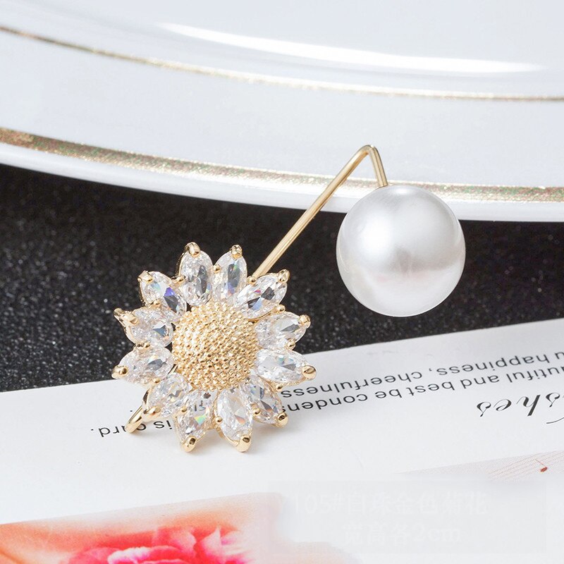neue Perle Brosche Anti-Blendung Kleidung Festen Stift Blume Strass Metall Stifte Schnalle Broschen für Frauen Zubehör: 12