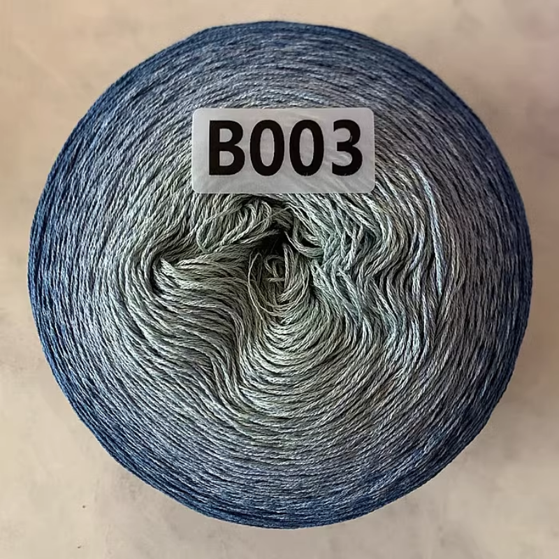 Ovillo de algodón y lino para Tartas, hilo degradado 8 # de encaje Macaron, línea de gelatina de 4 hebras, sección larga teñida, chal de ganchillo, TJ20263, 300G por bola