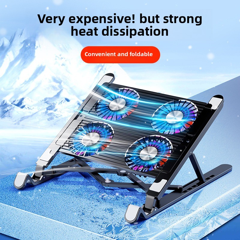 Laptop Cooler Base Stand Foldable Laptop Cooling Pad Portable Adjustable Notebook Stand for 13-17.3 Inch with 4 Fans