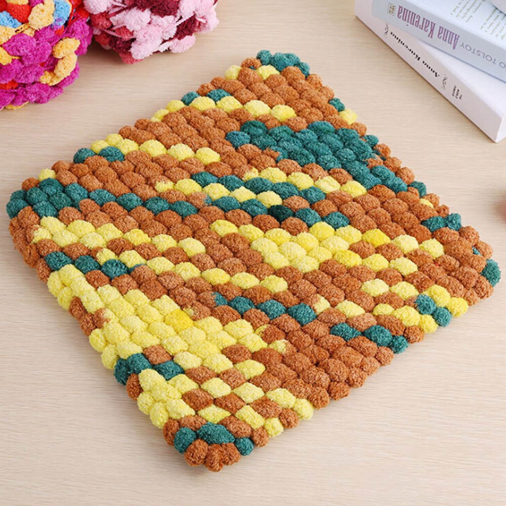 Tjock ull stor mjuk regnbåge pom pom garn handstickning virkgarn diy filt kudde färgglad pumpong tråd 135g