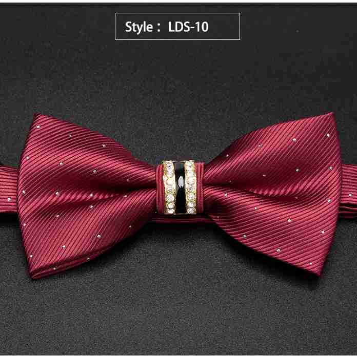 Mænd bowtie formel stribe luksus rhinestone slips mænds bryllup butterfly mandlige kjole skjorte slips: Lds -10