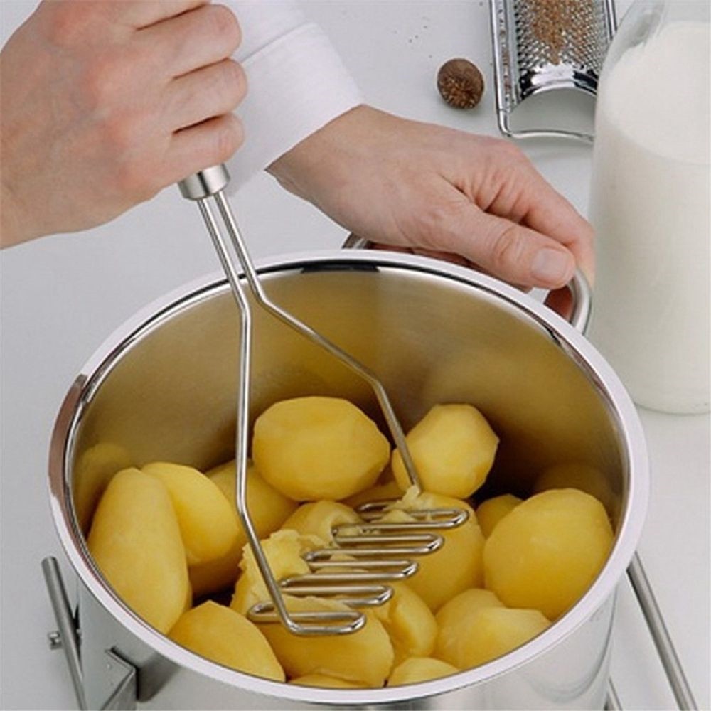 1pc s rustfrit stål bølgeform kartoffelmoser til glat mos køkkenknuser knuseværktøj gadget sæt sal