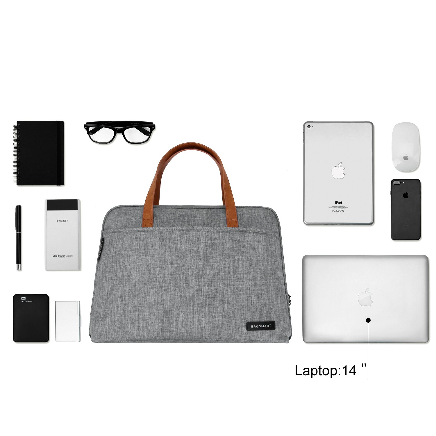 BAGSMART 14 Inch Laptop Aktetas Waterdichte Laptop Tas Lichtgewicht Messenger Bags Causale Handtas Mode Nylon