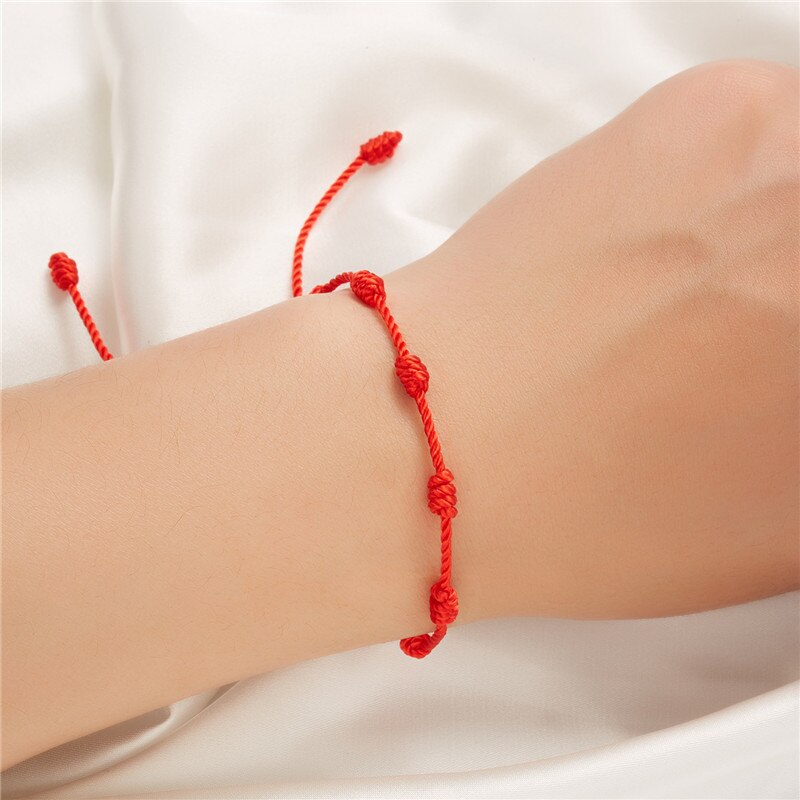 Handmade 7 Knots Lucky Red String Bracelet for Protection lucky Amulet and Friendship Braid Rope Couple Jewelry