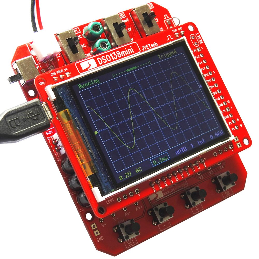 DSO138 Mini Digital Oscilloscope DIY Kit 2.4" TFT Digital Oscilloscope 1MSa/s 0-200KHz Bandwidth Pre-soldered DIY Learning Set