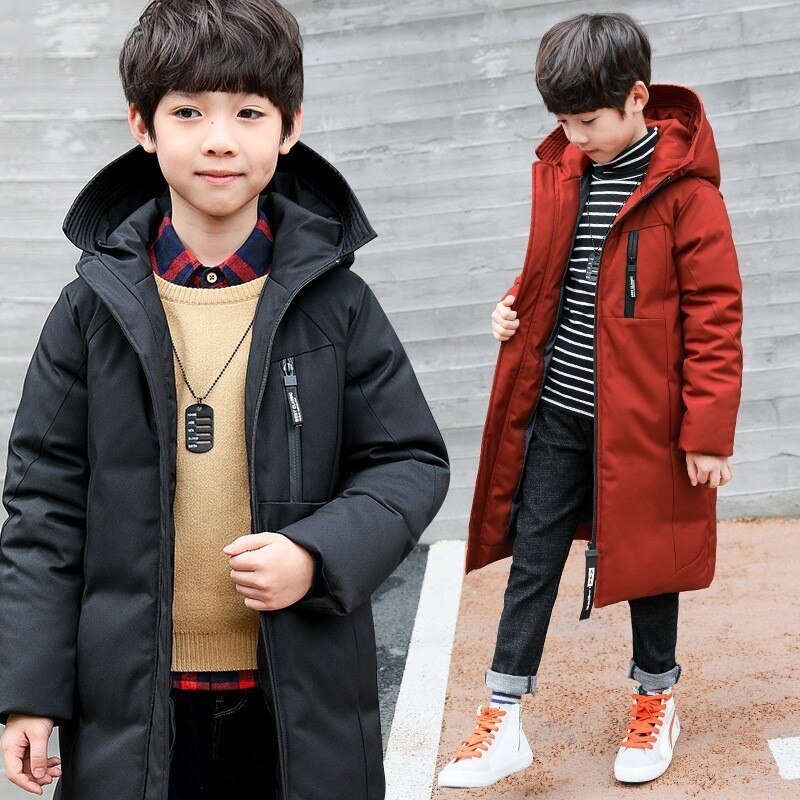 Veste à capuche en coton pour enfant et adolescent, manteau épais et à-30 degrés, vêtements d'hiver pour grands garçons et adolescents, parka d'extérieur,