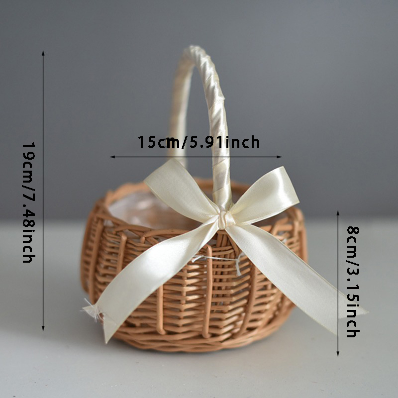 Handgeweven Bruiloftsbloemenmand Met Handvat Rieten Diversen Mand Bruiloftsbloemenmeisjes Mand Voor Thuis Picknick Opbergmand