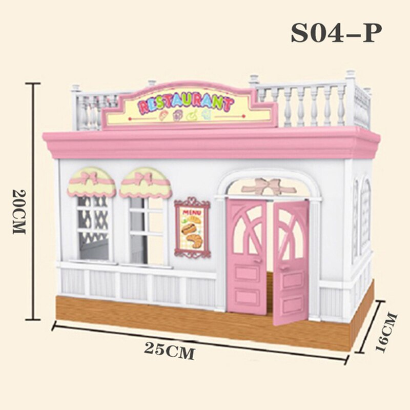 Forest Animal School Bus Desk 1:12 Tent Toy Bus Set Brown Rabbit School Desk Girl Pretend Play House Amusement Park Kids Toys: S04-P