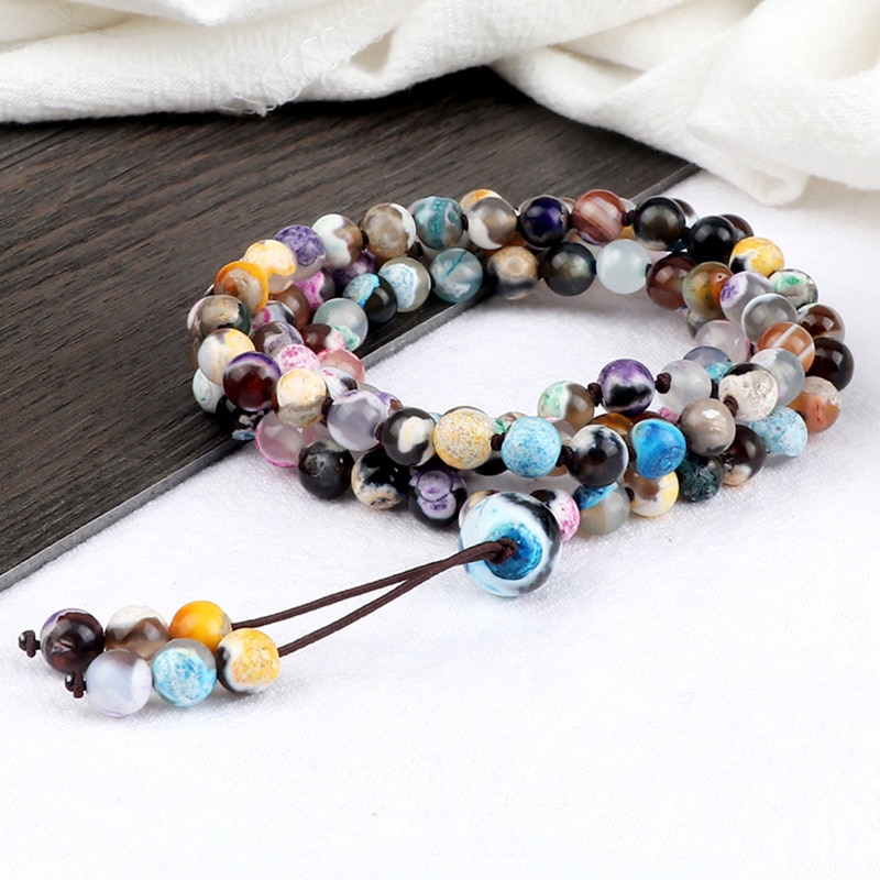 9 herrenarmbänder in verschiedenen stilen , 6mm natürliche blaue und violette achat-onyx-steine , 108 mala-ketten und -armbänder für damen