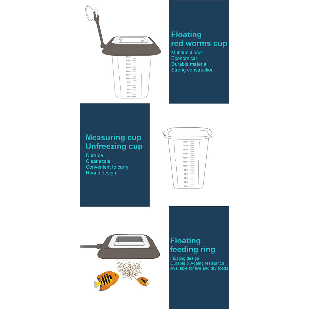 Aquarium Fish Tank Red Worm Feeder Funnel Feeding Ring Live Food Floating Plastic Basket with Suction Cup