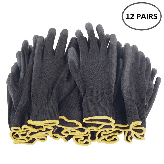 12 pairs of protective work gloves wear-resistant non-slip anti-static gardening and woodworking machinery safety work gloves: M-Yellow12 pair