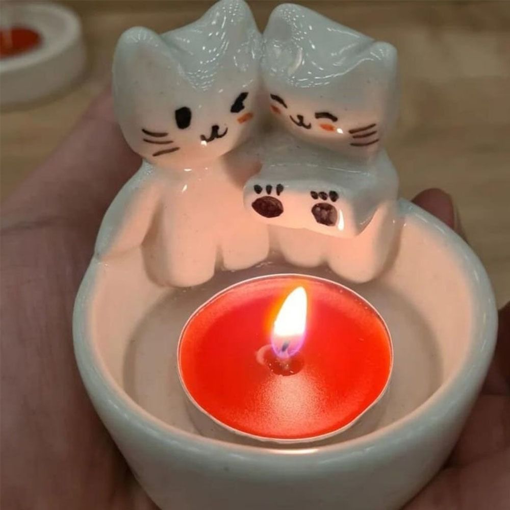 Bougeoir en résine pour chaton de dessin animé, bougeoir pour chat grillé, chauffe les pattes, bougeoir d'aromathérapie pour chat