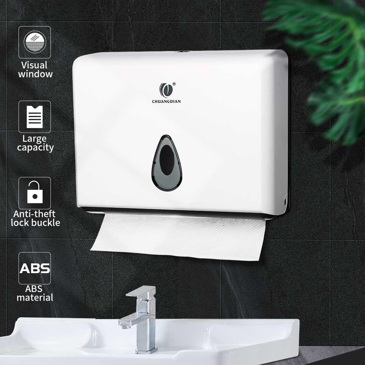Wall-Mounted Paper Towel Dispenser Commercial Paper Hand Towel Dispenser Tissues Box Holders Bathroom Bank Hotel Office