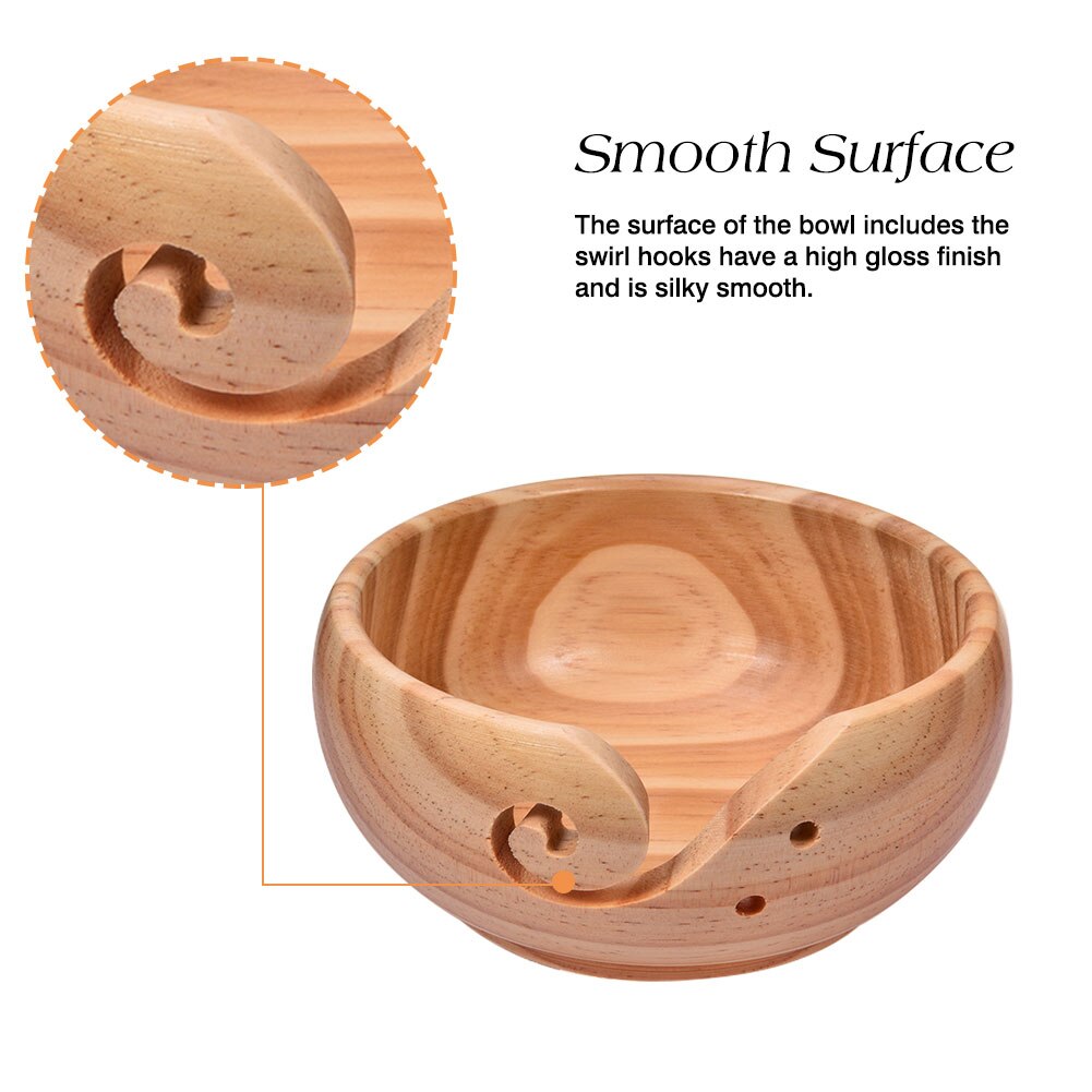Wooden Yarn Bowl Handmade Woven Round Bowl For Knitting And Crochet Textile Wool Bowl Round Wooden Bowl Woven Bowl