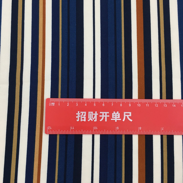 Tela estampada de rayón oblicuo fino de un solo lado para mujer, tejido con rayas de Color, ropa de , 30 hilos