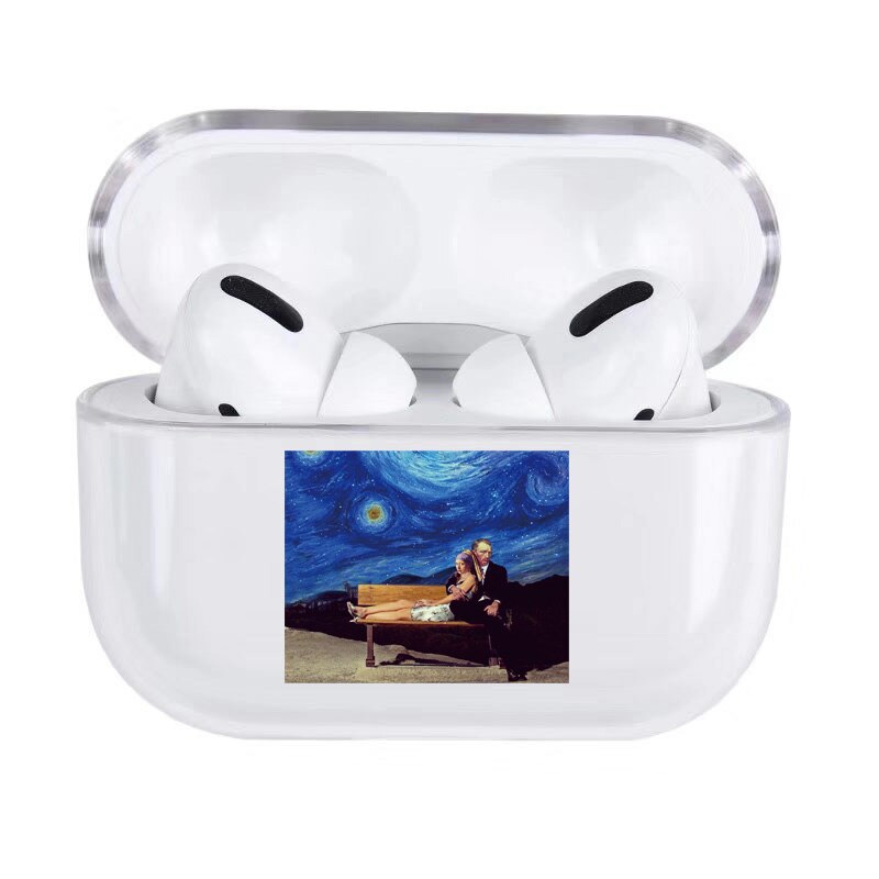 Estuche rígido con patrón de arte abstracto para Airpods Pro ESTUCHE DE LUJO transparente para auriculares Bluetooth estuche protector para fundas Air pods 3/2: for AirPods Pro 08