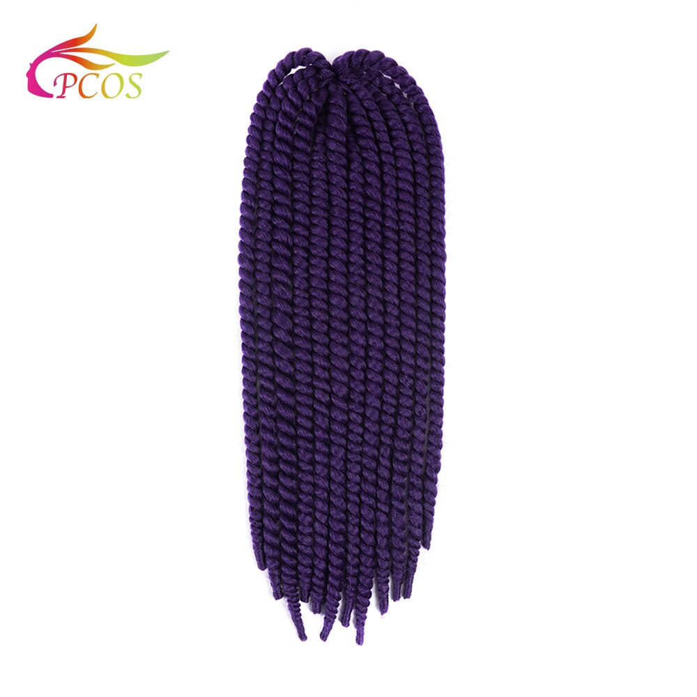 22'' Havana Mambo Twist Hair Crochet Braids Lots Color Ombre Synthetic Crochet Hair Dreadlocks Braid Hair Wig: purple