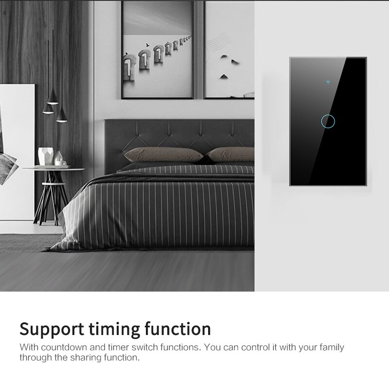 1/2/3 -fach tuya wlan-smart-touch-schalter für hausbeleuchtung, wandtaster, 120*72mm stück, kompatibel mit alexa und google home assistant, us-standard