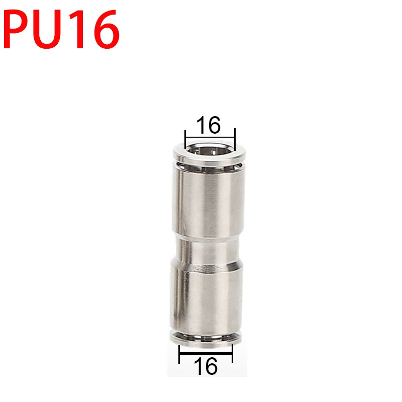 PU PG brass metal pneumatic quick coupling straight through 4 6 8 10 12mm air compressor hose high pressure connector: PU-16