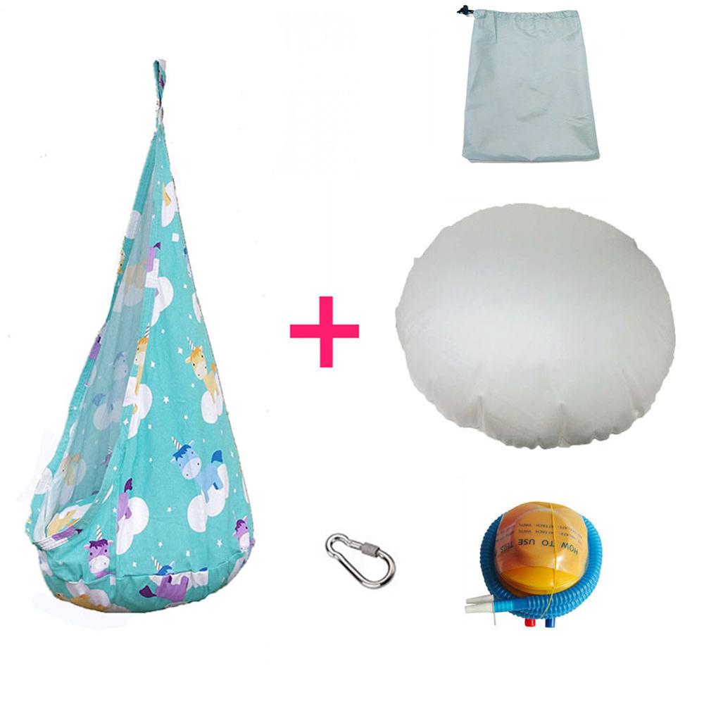 Colorful Unicorn Children Hammock Garden Furniture Swing Chair Indoor Outdoor Hanging Seat Child Swing Seat Patio Portable: green