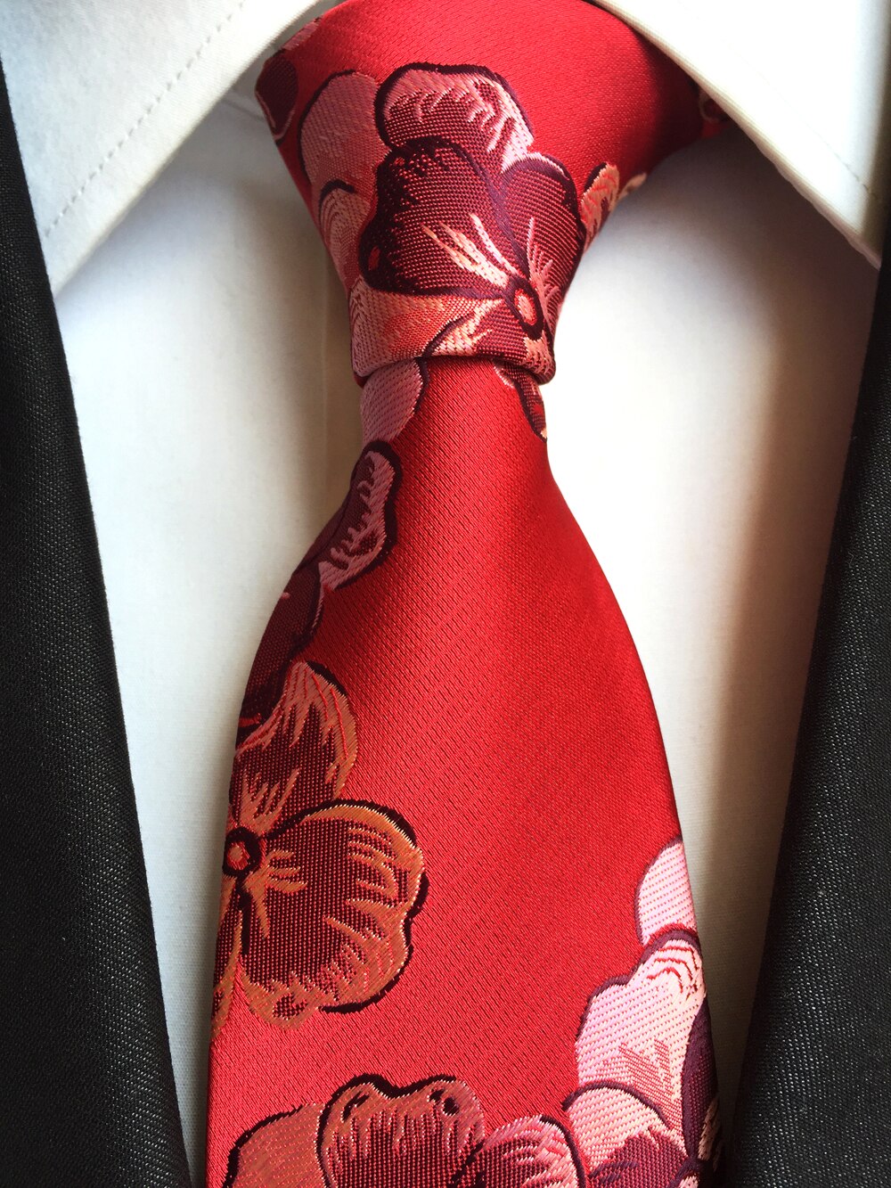 Corbata de boda de retales a rayas para hombre, corbata clásica de 7,5 cm de ancho, corbata azul a cuadros, para negocios: Rojo