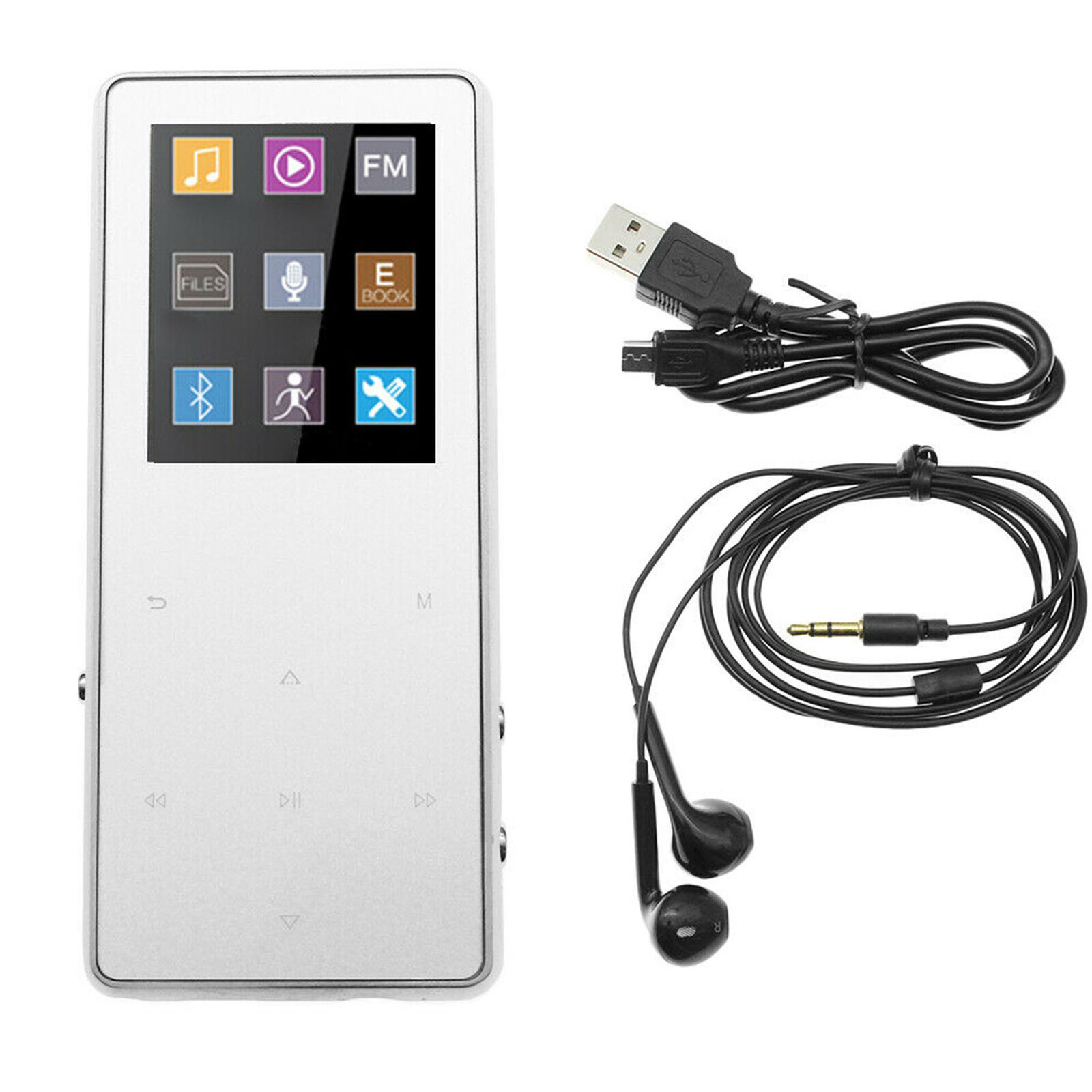 TIPTOP MP4 Player with bluetooth lecteur mp3 mp4 music player portable media slim 2.4 inch touch keys fm radio video Hifi 8GB: White