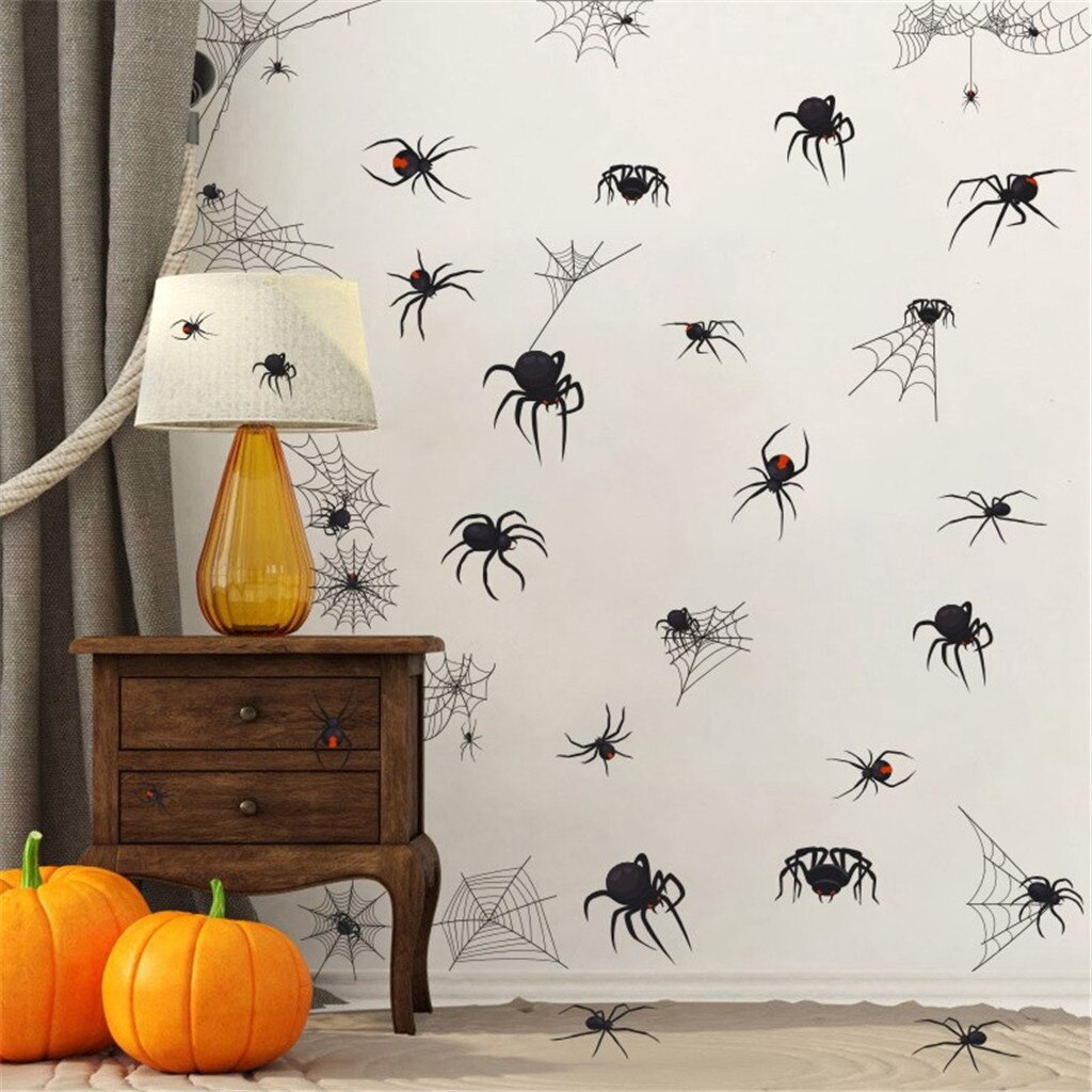 Spider Webs Halloween wall Stickers bedroom Decal Black party refrigerator window decal wall stickers party deocr#0805PJR