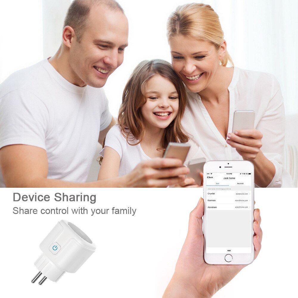 Tuya/Smart Leven App 16A Wifi Smart Plug Energy Monitor Europa Mini Wifi Smart Plug Socket