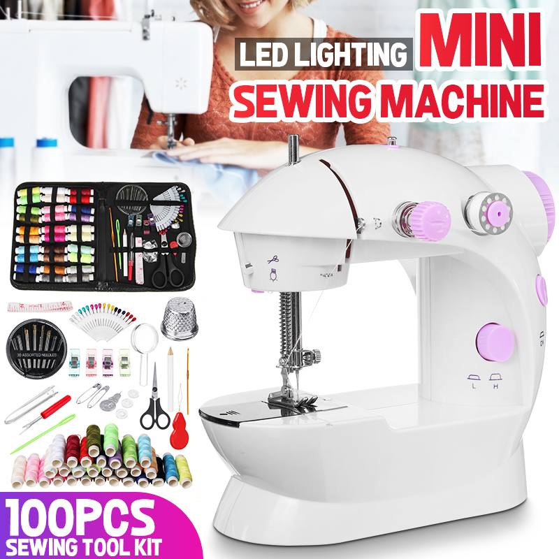 Mini Portable Sewing Machine Electric Stitch Sewing Machine Double Thread And Speed Household Knitting Machine with LED Light