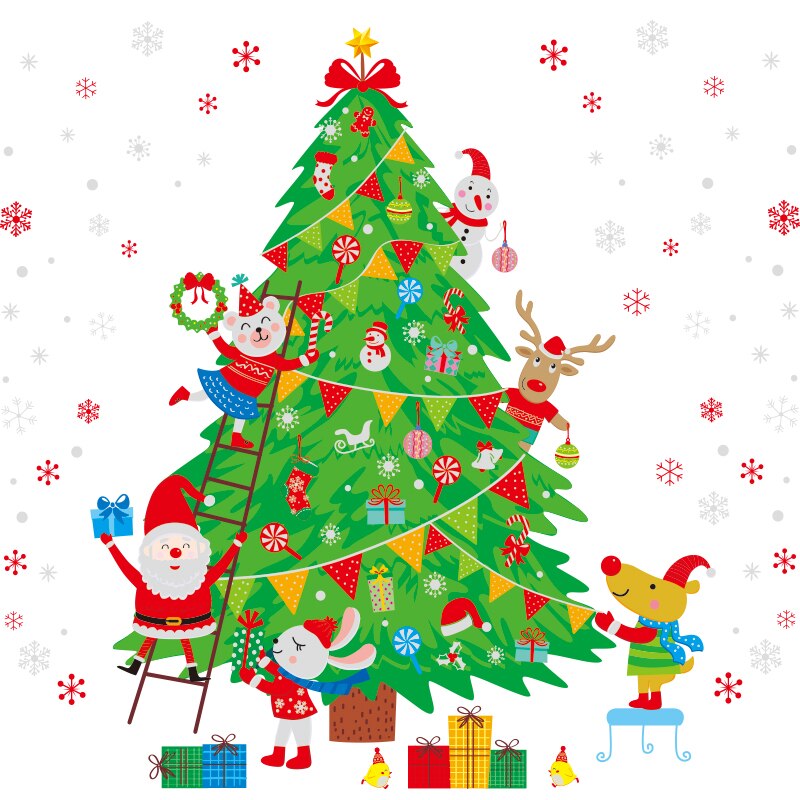 Father Christmas Window Stickers DIY Tree Snowflakes Wall Decals for Living Room Shop Glass Year Decoration: Style1