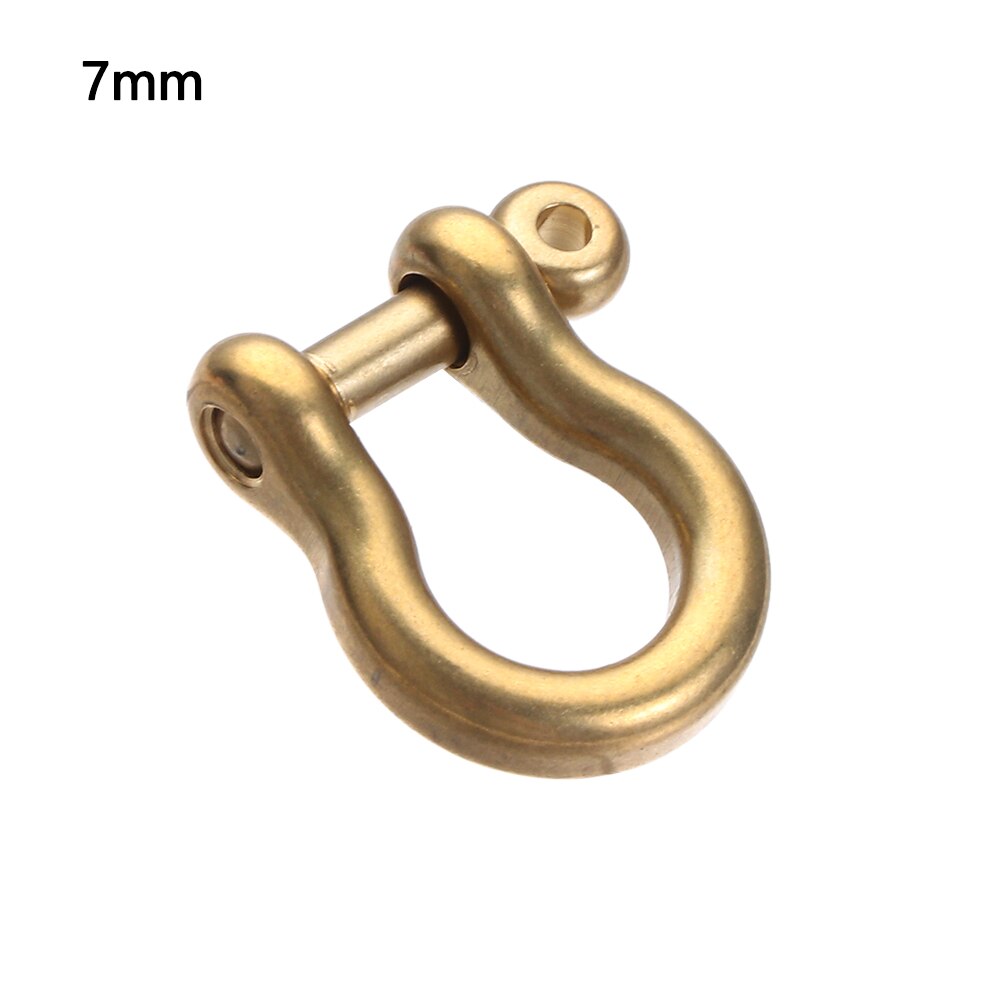 Stainless Steel Staples Carabiner Solid Brass Metal D Bow Shackle Fob Key Ring Keychain Hook Screw Joint Connector Buckle: C-7mm
