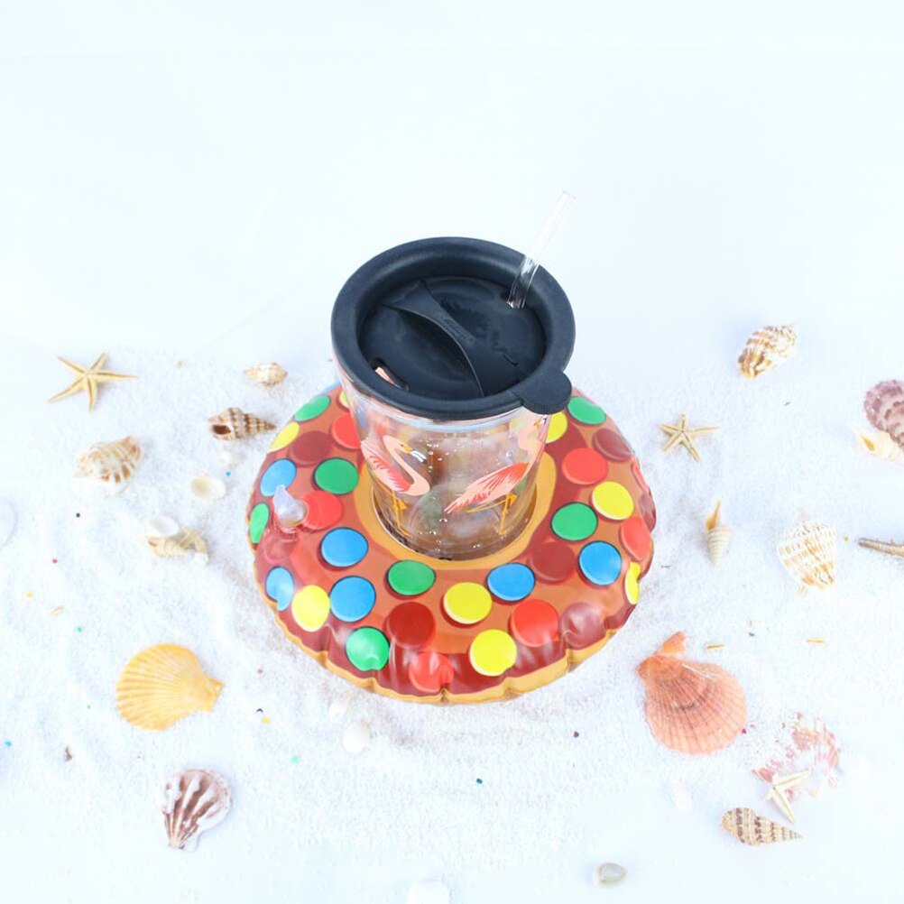 4 Uds. Posavasos para agua, de dulces inflables de PVC, esterillas flotantes, bandejas para cerveza, con 1 Uds. De inflador para agua, de piscina y playa