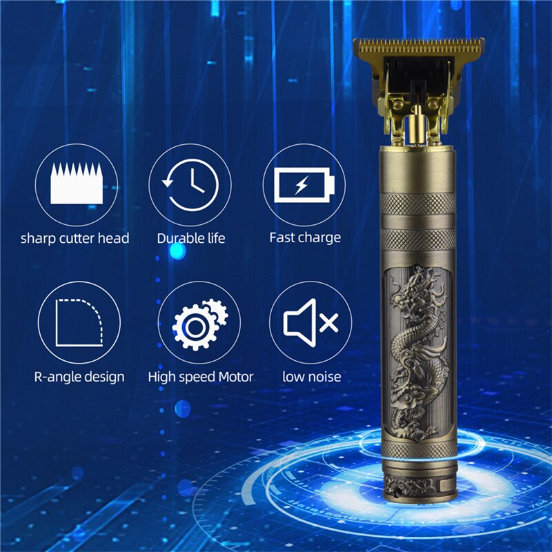 Profesjonalna maszynka robić włosów bezprzewodowy smok mężczyźni przycinarka akumulatorowa maszyna robić golenia brody elektryczna maszynka robić golenia z łysiną głową budda