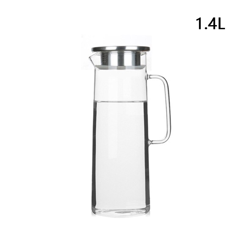 Glas Water Pot Koud Water Fles Handvat Waterkoker Transparant Hittebestendig Sap Theepot Pitcher Water Waterkoker 1.2L 1.5L: D