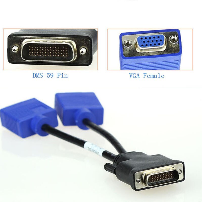 59 pin male DVI to 2 VGA female DMS-59 to Dual VGA video cable 20CM