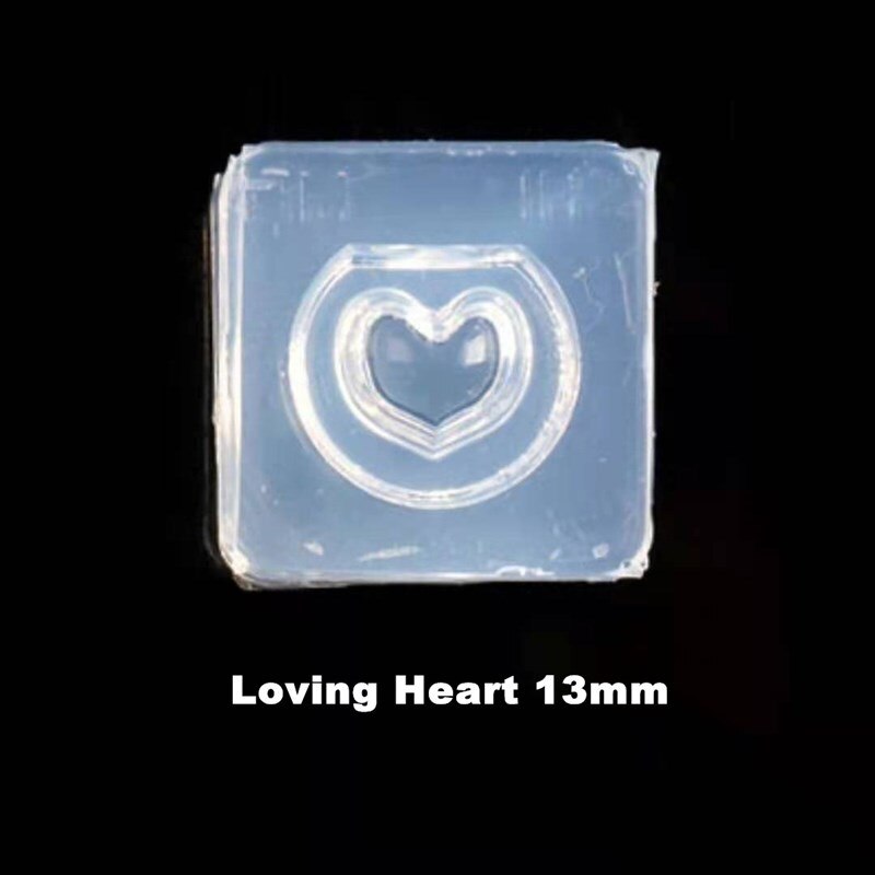 3d udskæring silikone form negle stempling konkav-konveks med hul kugle tredimensionel uv gel akryl krystal negle skabelon: Hjerte 13mm - 2 stk