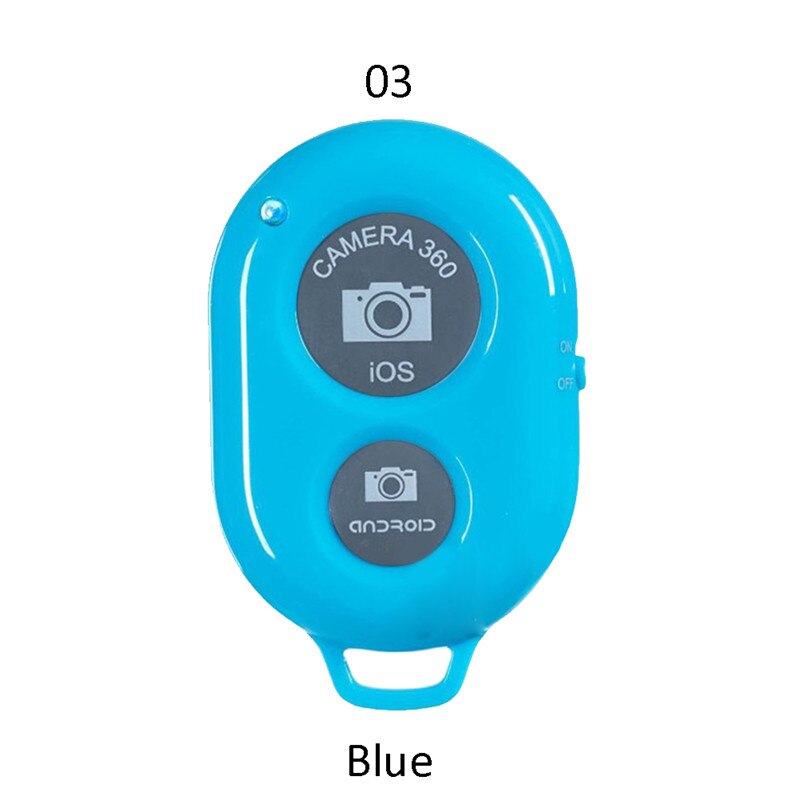 Botón disparador para Selfie, controlador de temporizador, palo de fotos, disparador, botón remoto compatible con Bluetooth, accesorios para selfis: Azul